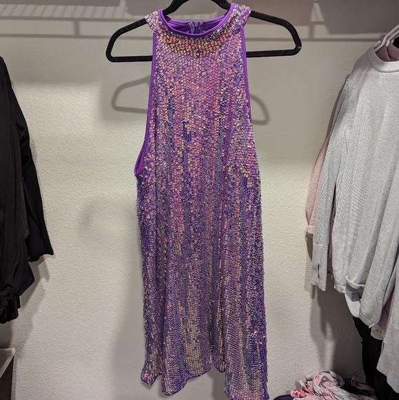 SHEIN BAE sequin halter neck zip back dress - Picture 3 of 10